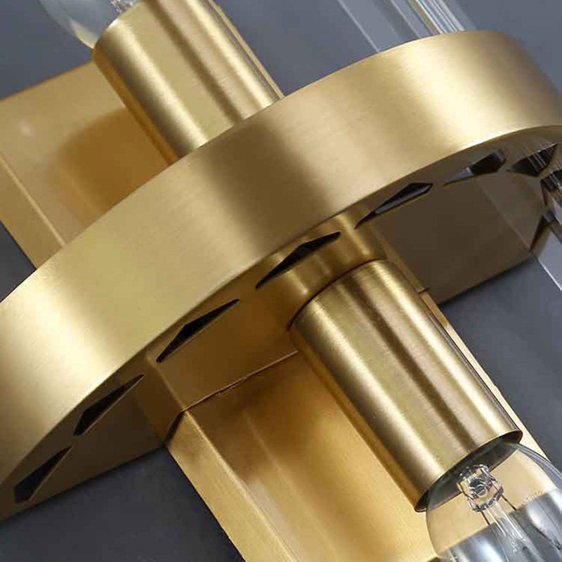 2 Lights Post Modern Wall Lamp Minimalist Linear Crystal Brass Sconce Light Fixture for Indoor