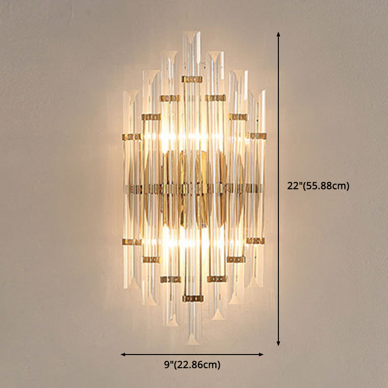 2 Lights Clear Crystal colonne lampe murale Post-modern Gold Gold Glasce Lighting pour le salon