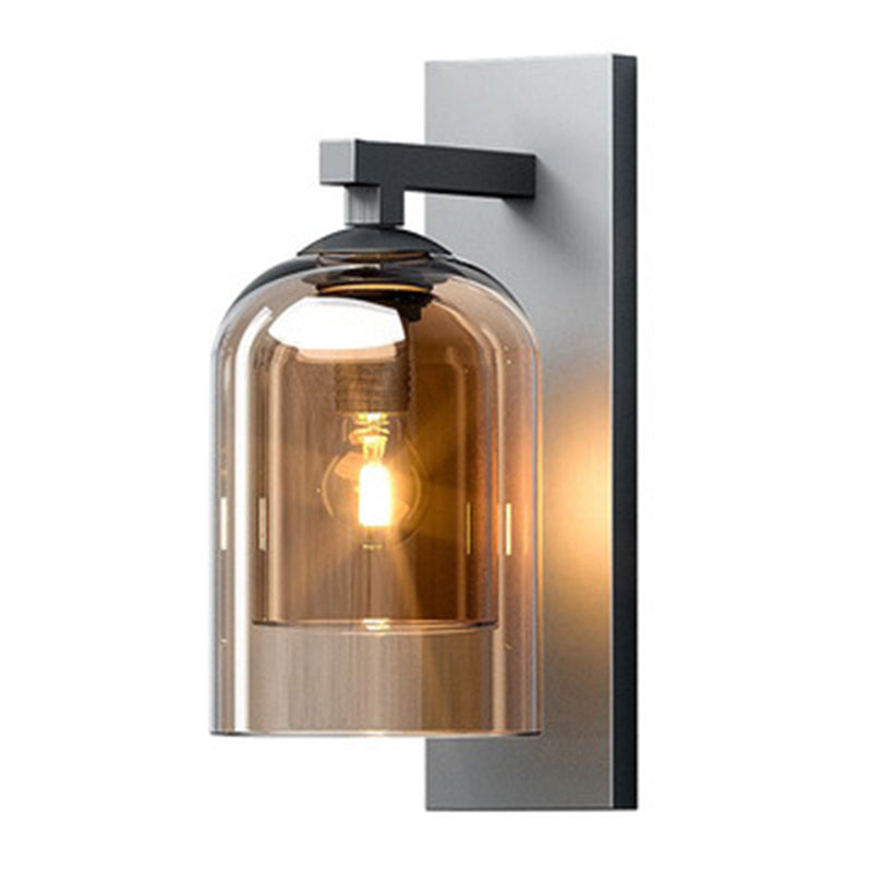 13.5" H Double-layer Glass Shade Creative Wall Lamp Single Bulb Modern Simplicity Bell Shaped Sconce Light
