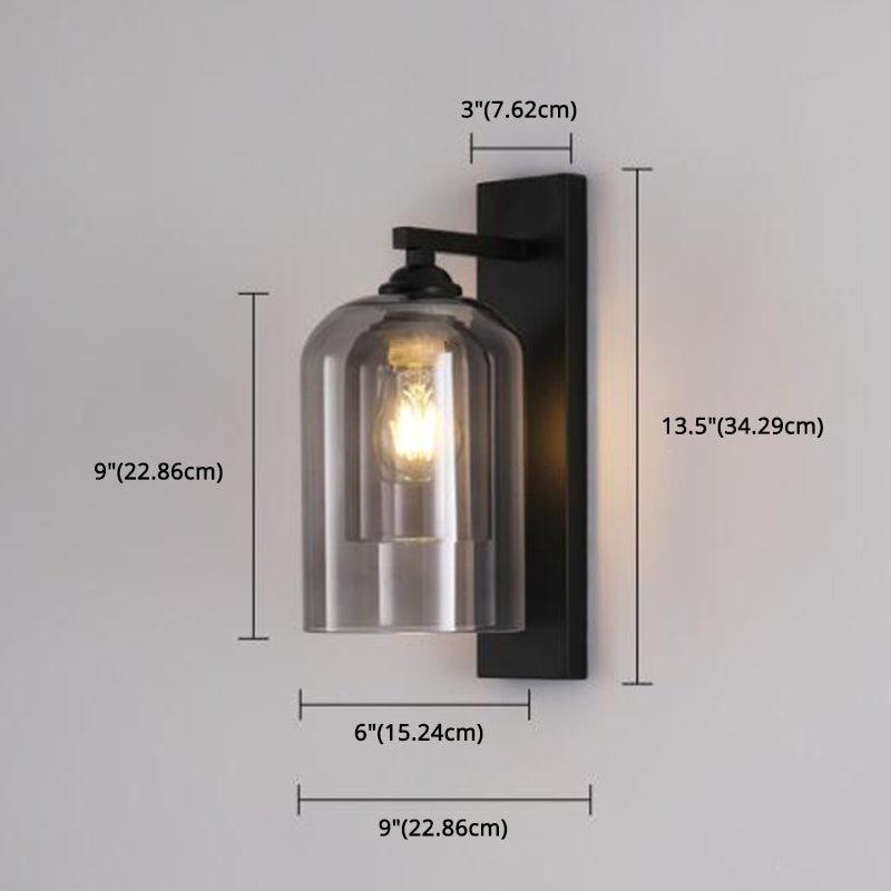 13.5" H Double-layer Glass Shade Creative Wall Lamp Single Bulb Modern Simplicity Bell Shaped Sconce Light