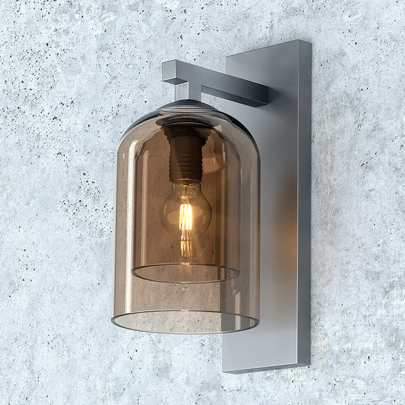 13.5" H Double-layer Glass Shade Creative Wall Lamp Single Bulb Modern Simplicity Bell Shaped Sconce Light