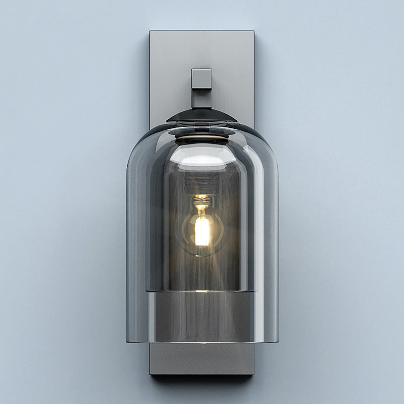 13.5" H Double-layer Glass Shade Creative Wall Lamp Single Bulb Modern Simplicity Bell Shaped Sconce Light