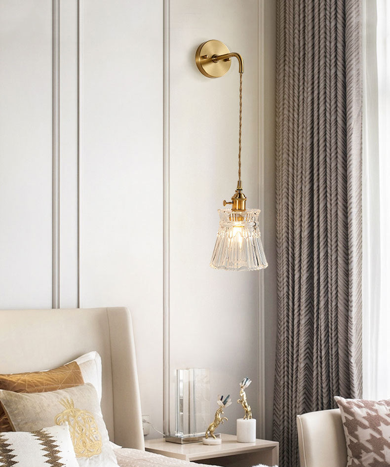 Nombra a campana a coste semplicità lampada a parete in ottone lampada da parete a 1 luce con design a interruttore rotante