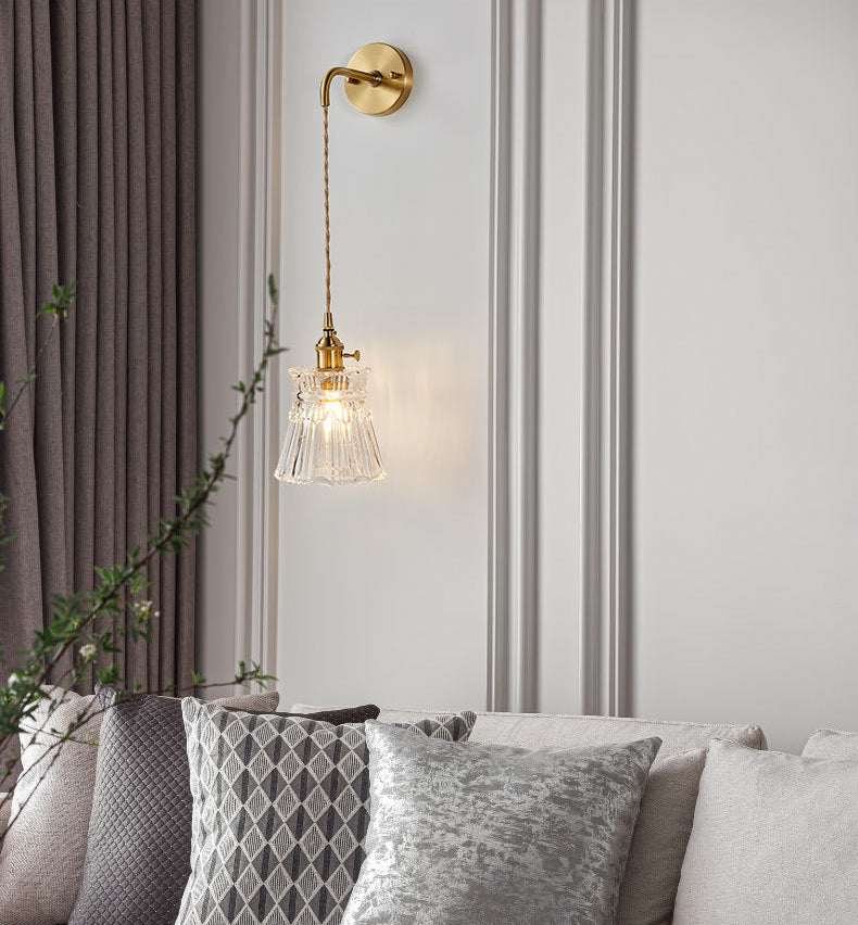 Nombra a campana a coste semplicità lampada a parete in ottone lampada da parete a 1 luce con design a interruttore rotante