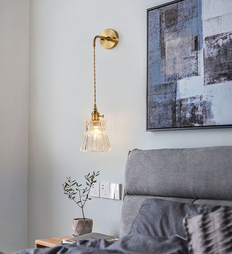 Nombra a campana a coste semplicità lampada a parete in ottone lampada da parete a 1 luce con design a interruttore rotante