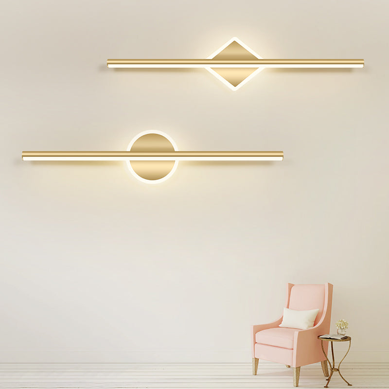 Lampade per vanità per bagno lineare in stile Luxury Mid-secolo Lampadele per vanità in metallo con finitura oro in oro