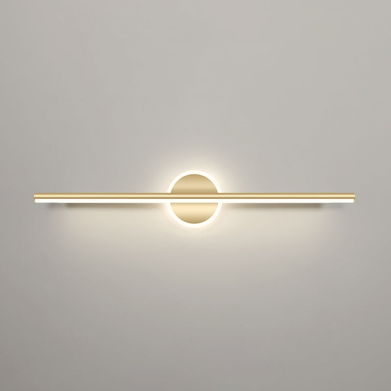 Lampade per vanità per bagno lineare in stile Luxury Mid-secolo Lampadele per vanità in metallo con finitura oro in oro