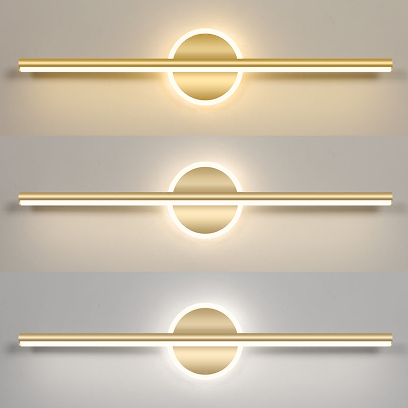 Lampade per vanità per bagno lineare in stile Luxury Mid-secolo Lampadele per vanità in metallo con finitura oro in oro