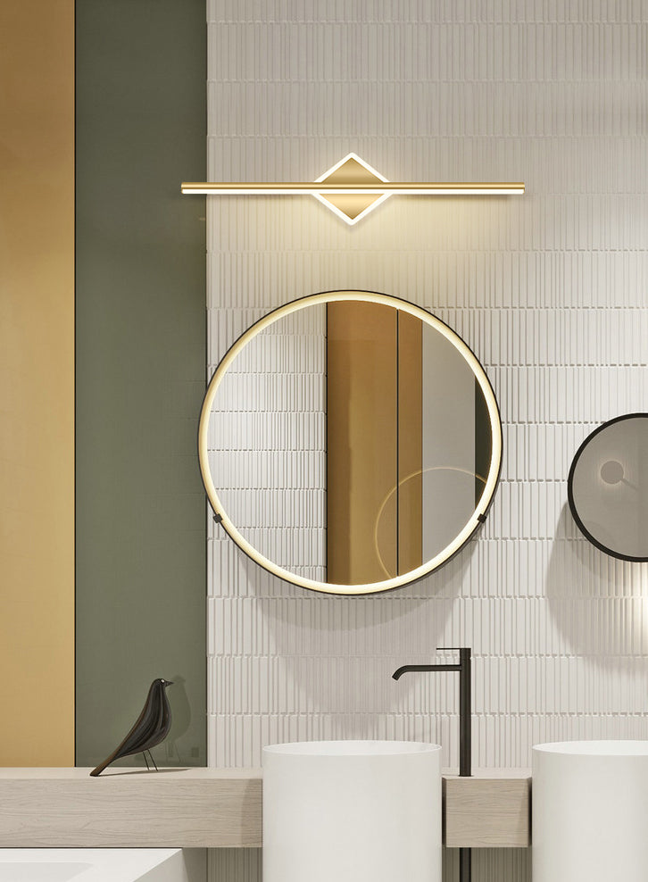 Lampade per vanità per bagno lineare in stile Luxury Mid-secolo Lampadele per vanità in metallo con finitura oro in oro