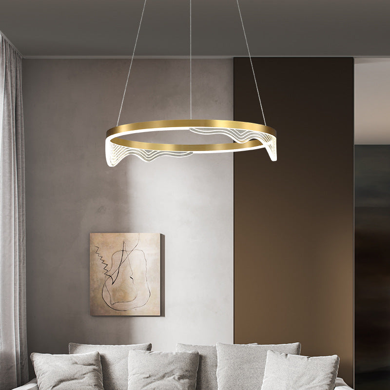 Ring Bedroom Chandelier Pendant Light Metal LED Simple Style Pendant Lighting Fixture in Gold