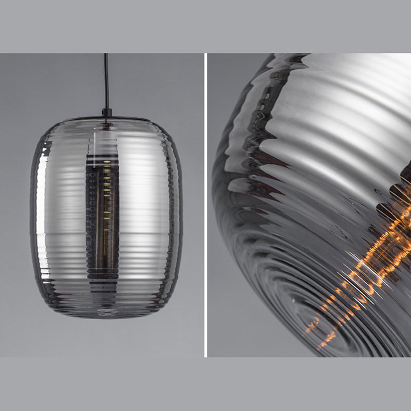 Luz colgante de vidrio de tambor de 11.8 "H