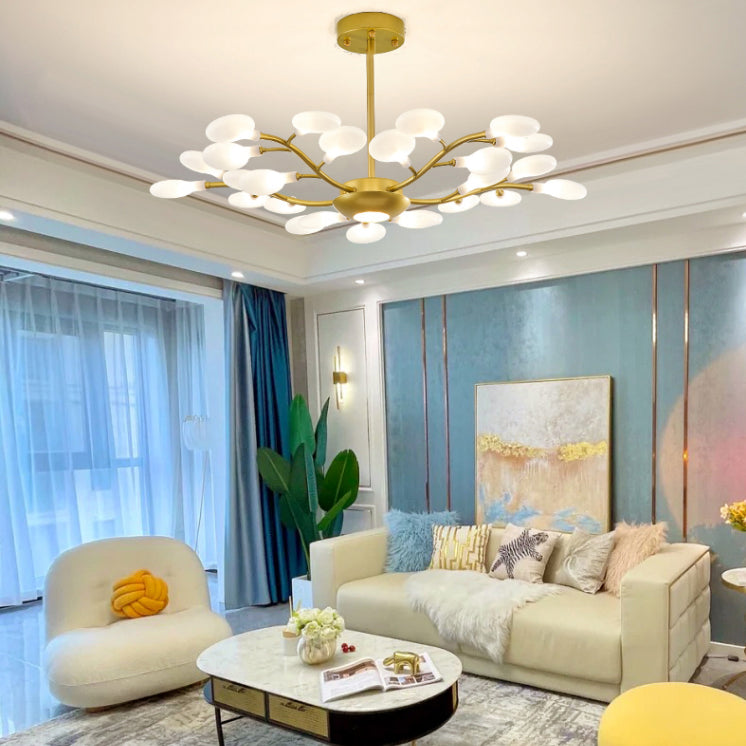 Wrought Iron Firefly Pendant Light in Modern Luxury Style Acrylic Sputnik Ceiling Light for Living Room