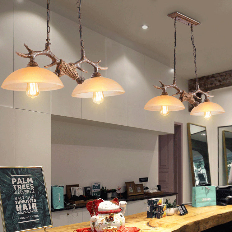 White Bowl Pendant Lighting Fixture Traditional Metal Restaurant Ceiling Pendant Light