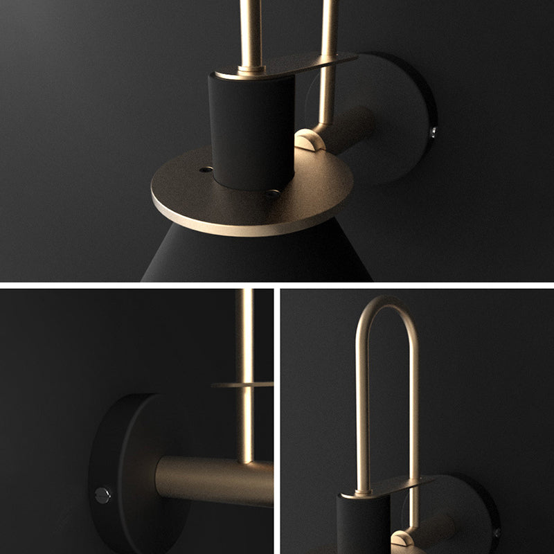 5-Color Optional Conical Metal Shade Wall Lamp Nordic Style Macaroon Single Bulb Bedroom Lighting Fixture