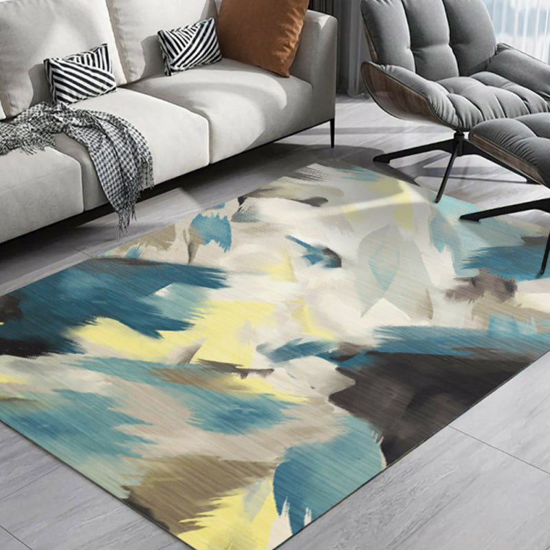 Living Room Area Rug Modern Abstract Printing Rug Polyester Non-Slip Backing Carpet