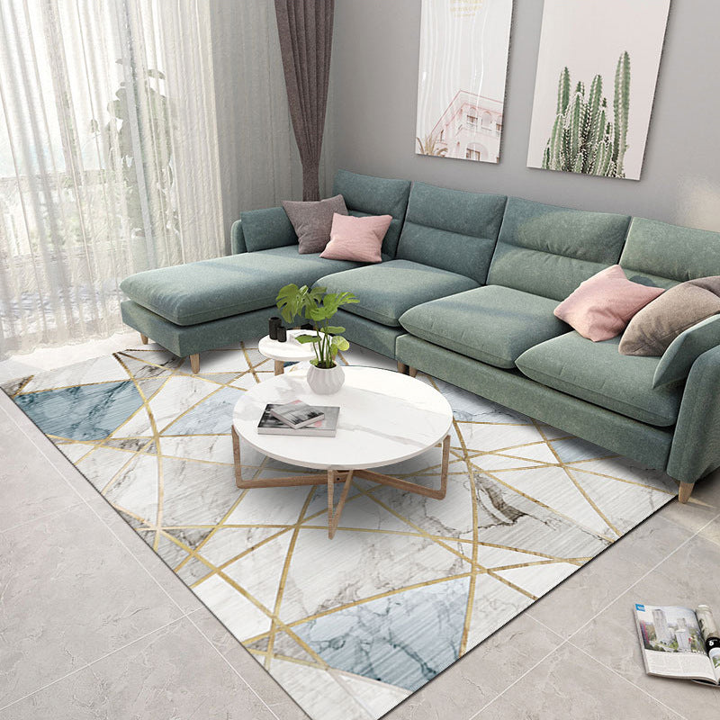 Living Room Area Rug Modern Abstract Printing Rug Polyester Non-Slip Backing Carpet