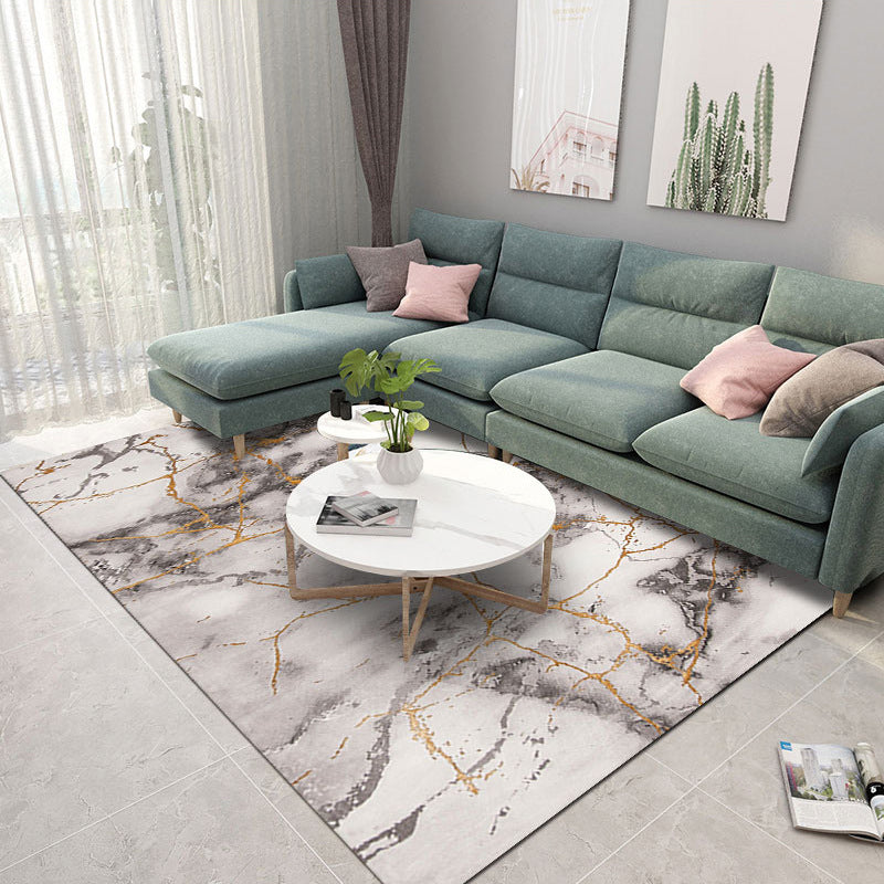 Living Room Area Rug Modern Abstract Printing Rug Polyester Non-Slip Backing Carpet