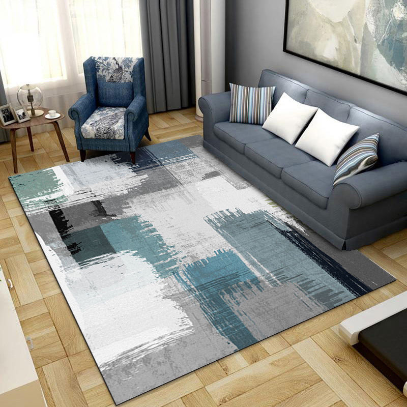 Living Room Area Rug Modern Abstract Printing Rug Polyester Non-Slip Backing Carpet