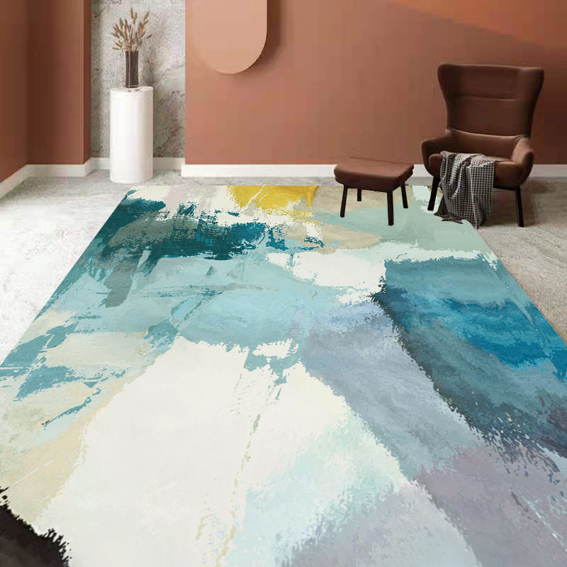 Living Room Area Rug Modern Abstract Printing Rug Polyester Non-Slip Backing Carpet