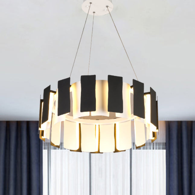 Circular Bernero Candelier Luz Luz Led Metal LED contemporáneo Kit de luz colgante en negro