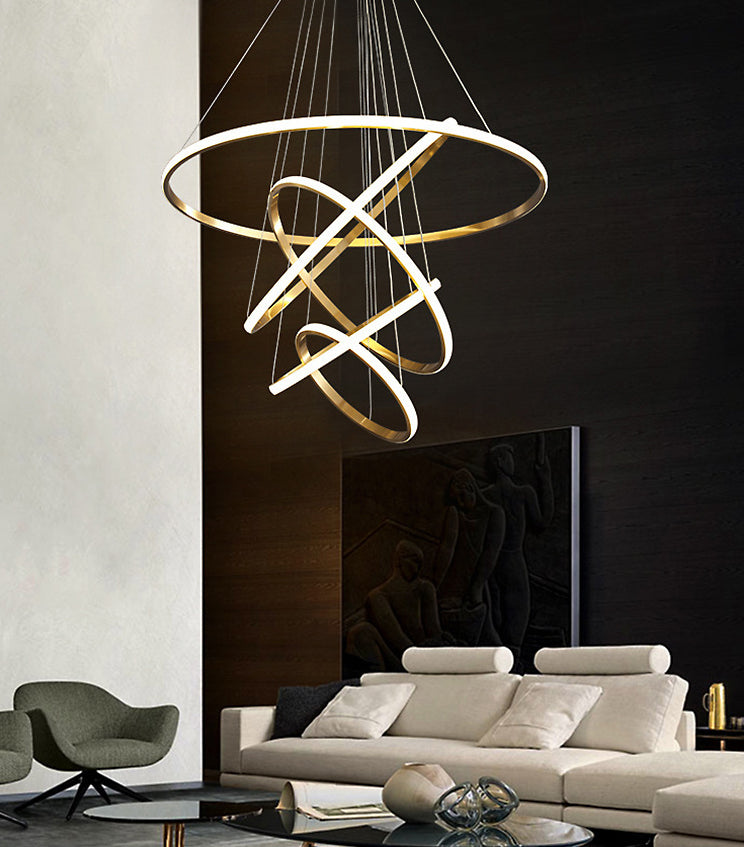 Modern Simplicity Round Chandelier Lamp Aluminum Hanging Pendant Lights for Restaurant