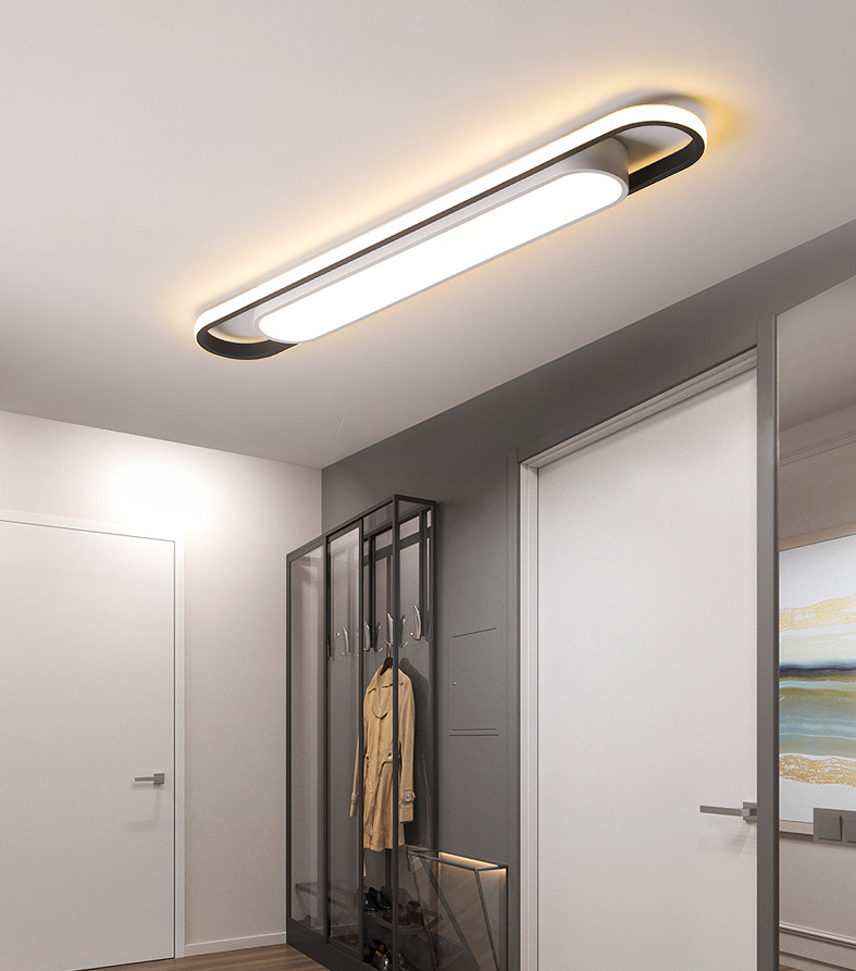 Simplicity LED Ceiling Light Fixture White Oval Ceiling Mount Light Fixture with Metal Shade