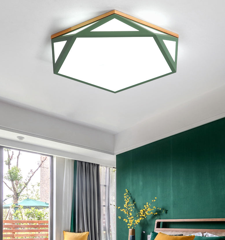 Lámpara de techo LED moderna con montaje empotrado en forma de Pentágono de metal para sala de estar