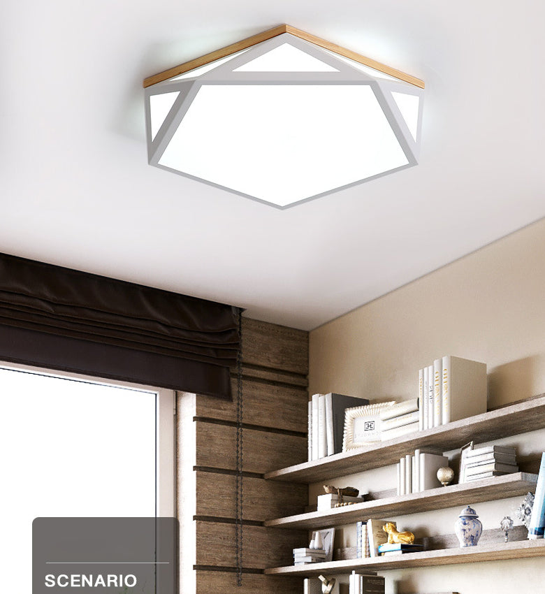 Lámpara de techo LED moderna con montaje empotrado en forma de Pentágono de metal para sala de estar