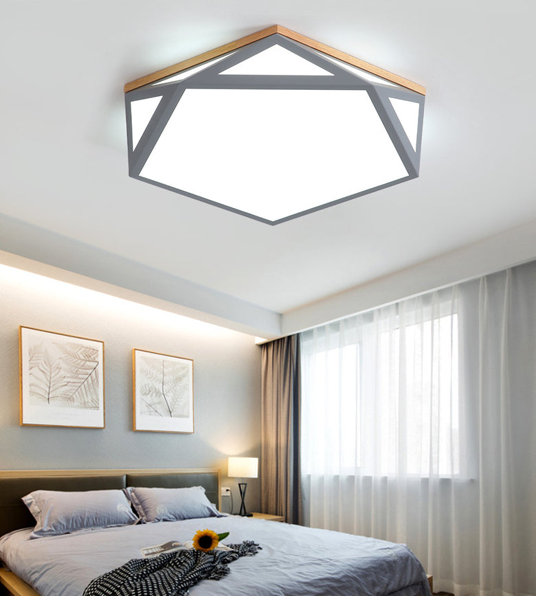 Lámpara de techo LED moderna con montaje empotrado en forma de Pentágono de metal para sala de estar