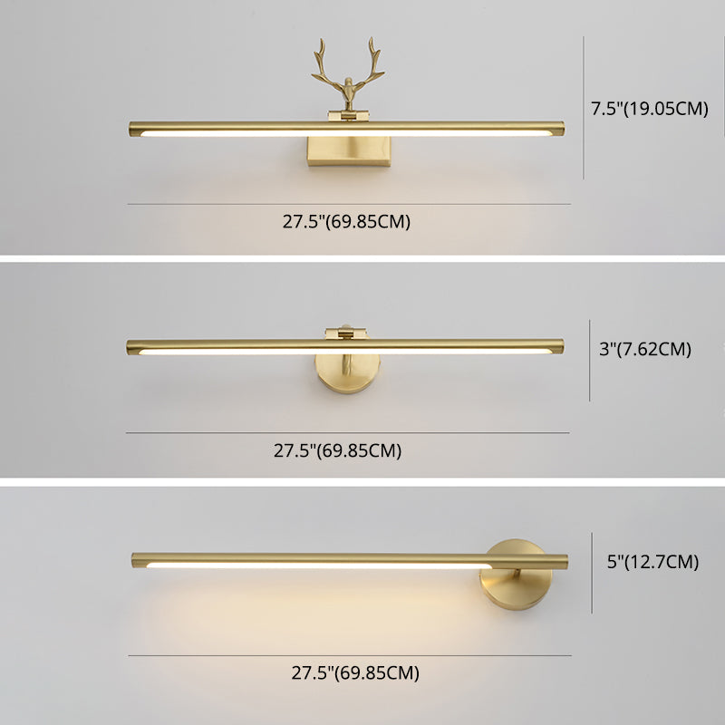 Mid-Century Luxury Style Linear Wall Mounted Vanity Lights Metal Vanity Lighting Fixtures for Bathroom
