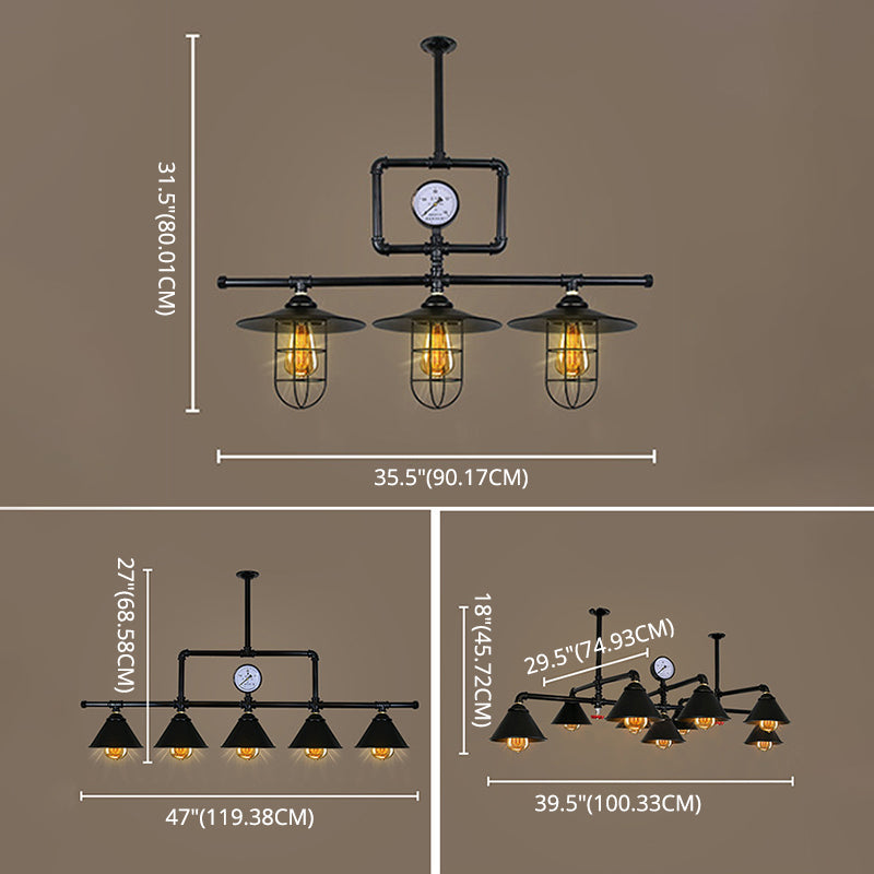 Industrial Vintage Pipe Chandelier Multi Light Pendant Old Bar Light Coffee Shop Light