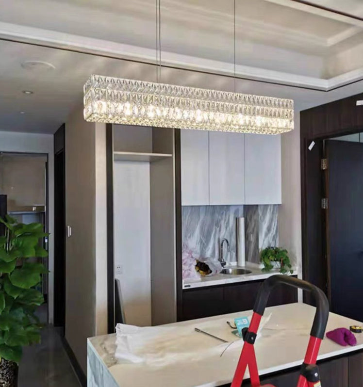 Moderni apparecchi di illuminazione rettangolare il lampadario a sospensione Crystal Hanging Lights