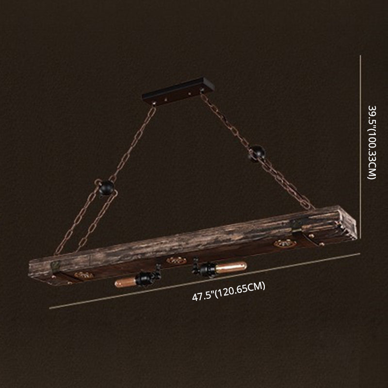 Antique Bronze Wood Linear Island Ceiling Lights Industrial Hanging Lights for Dining Room