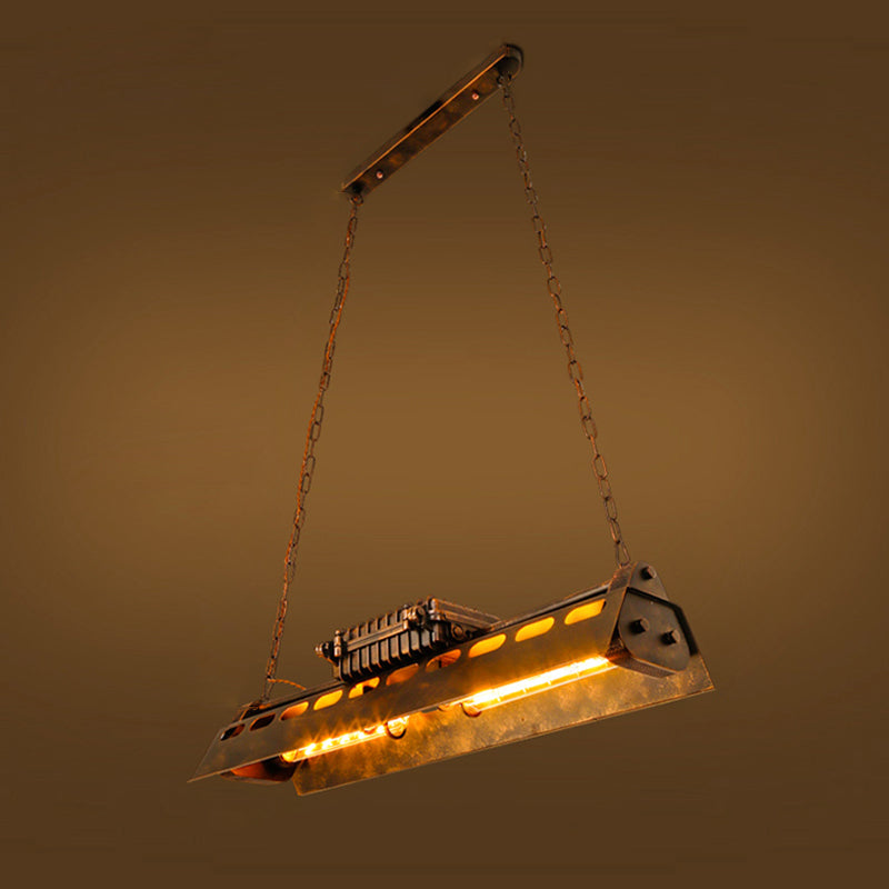 Antique Bronze Iron Linear Island Ceiling Lights Industrial Hanging Lights for Dining Room