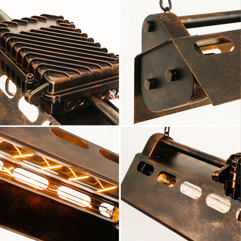 Antique Bronze Iron Linear Island Ceiling Lights Industrial Hanging Lights for Dining Room