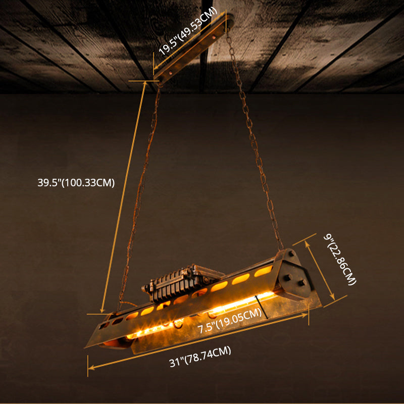 Antique Bronze Iron Linear Island Ceiling Lights Industrial Hanging Lights for Dining Room