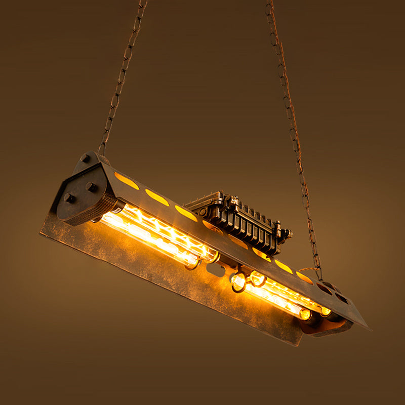 Antique Bronze Iron Linear Island Ceiling Lights Industrial Hanging Lights for Dining Room