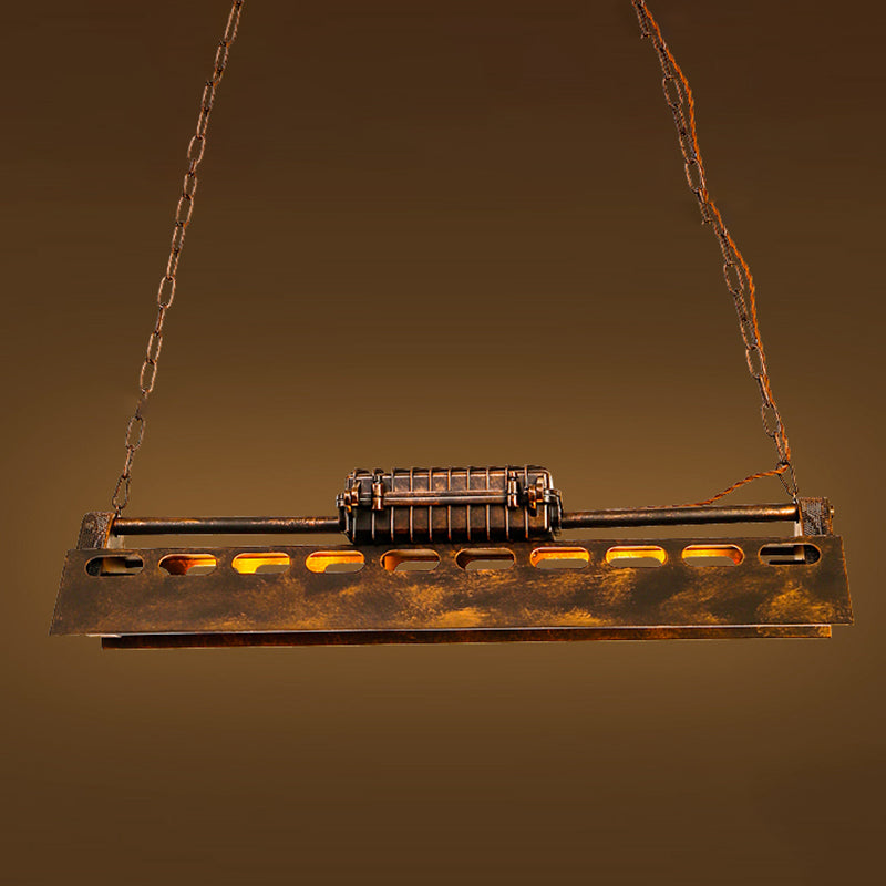 Antique Bronze Iron Linear Island Ceiling Lights Industrial Hanging Lights for Dining Room