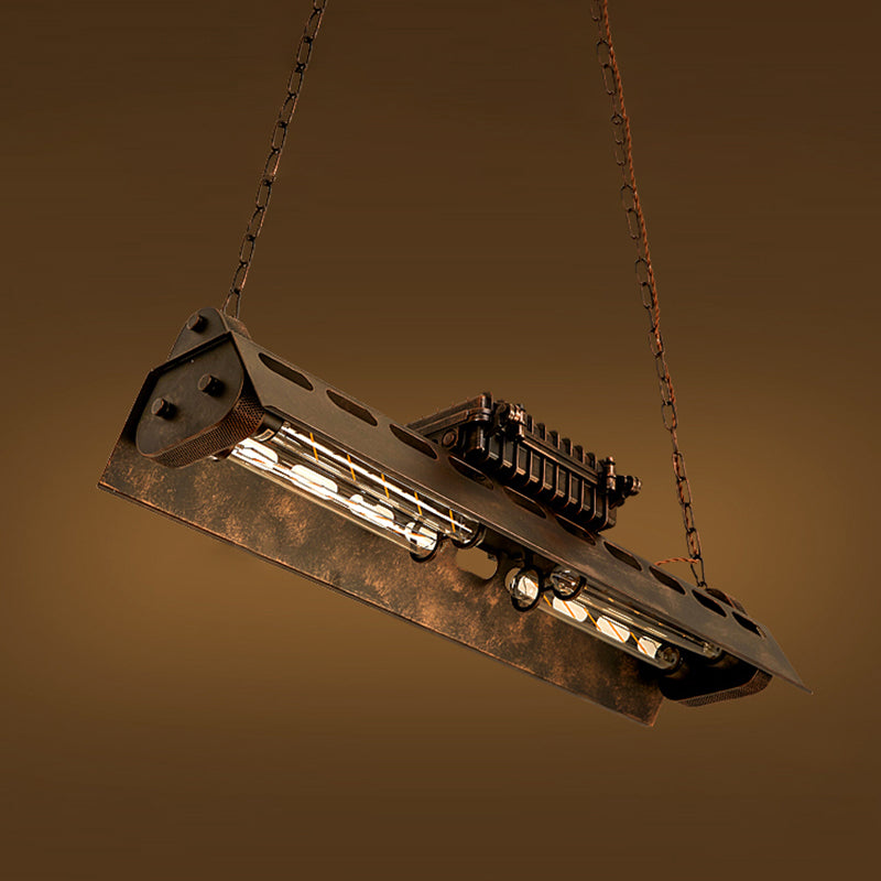 Antique Bronze Iron Linear Island Ceiling Lights Industrial Hanging Lights for Dining Room