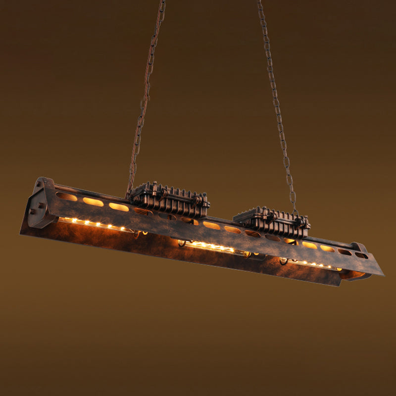 Antique Bronze Iron Linear Island Ceiling Lights Industrial Hanging Lights for Dining Room