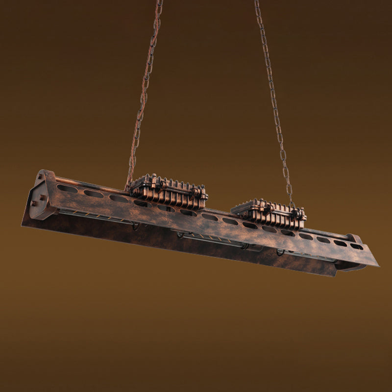 Antique Bronze Iron Linear Island Ceiling Lights Industrial Hanging Lights for Dining Room