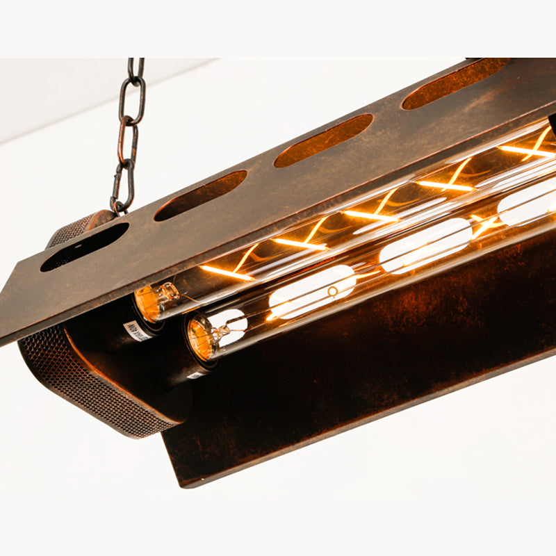 Antique Bronze Iron Linear Island Ceiling Lights Industrial Hanging Lights for Dining Room