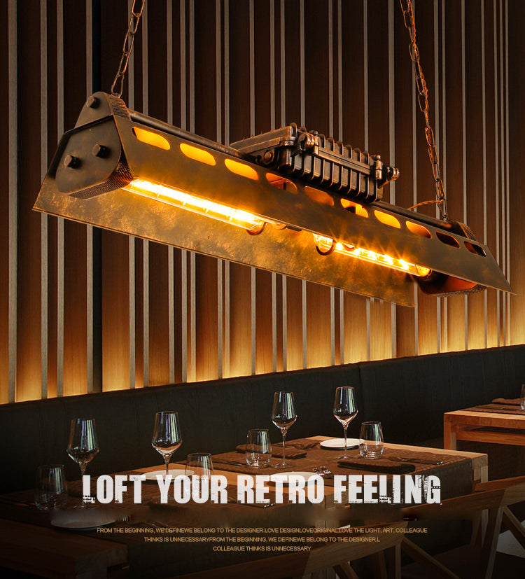 Antique Bronze Iron Linear Island Ceiling Lights Industrial Hanging Lights for Dining Room