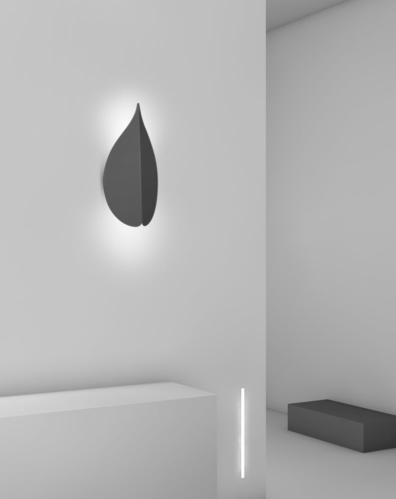 Modern Minimalist Style Leaf-shaped Flush Mount Wall Sconce Metal Wall Mount Light Fixture for Bedroom