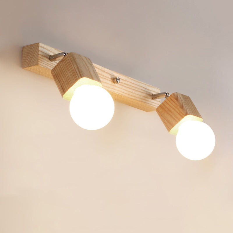 Modern Minimalist Style Cubic Vanity Wall Light Fixtures Wood Vanity Mirror Lights for Bathroom