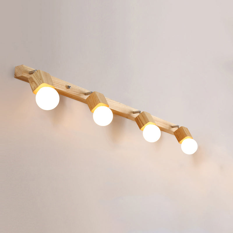 Modern Minimalist Style Cubic Vanity Wall Light Fixtures Wood Vanity Mirror Lights for Bathroom