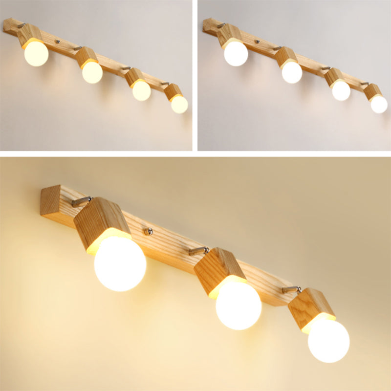 Moderne minimalistische stijl kubieke ijdelheid muur verlichting armaturen houten ijdelheid spiegelverlichting voor badkamer