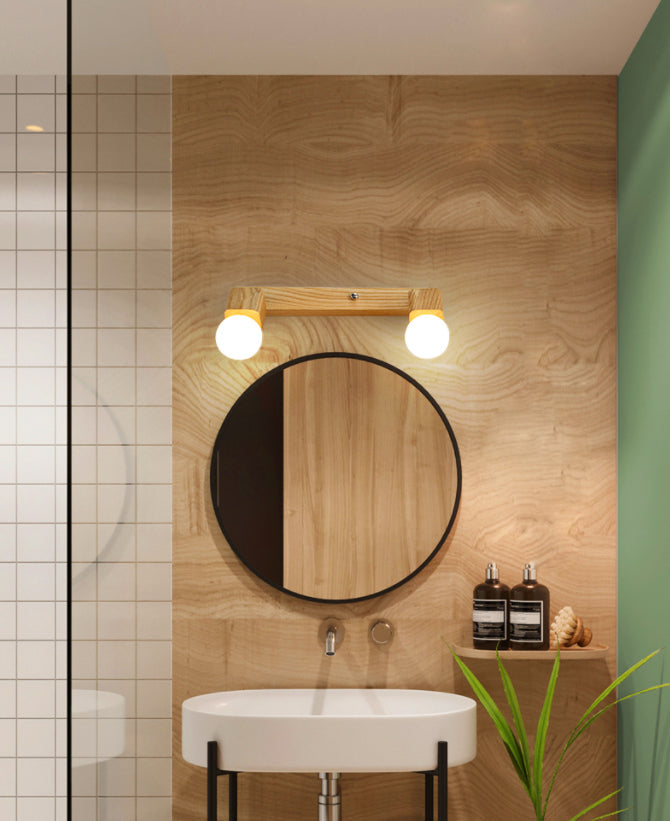 Modern Minimalist Style Cubic Vanity Wall Light Fixtures Wood Vanity Mirror Lights for Bathroom