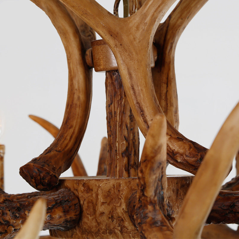 6-Light Antler Pendant Light in Traditional Vintage Style Sputnik Resin Chandelier for Interior Spaces