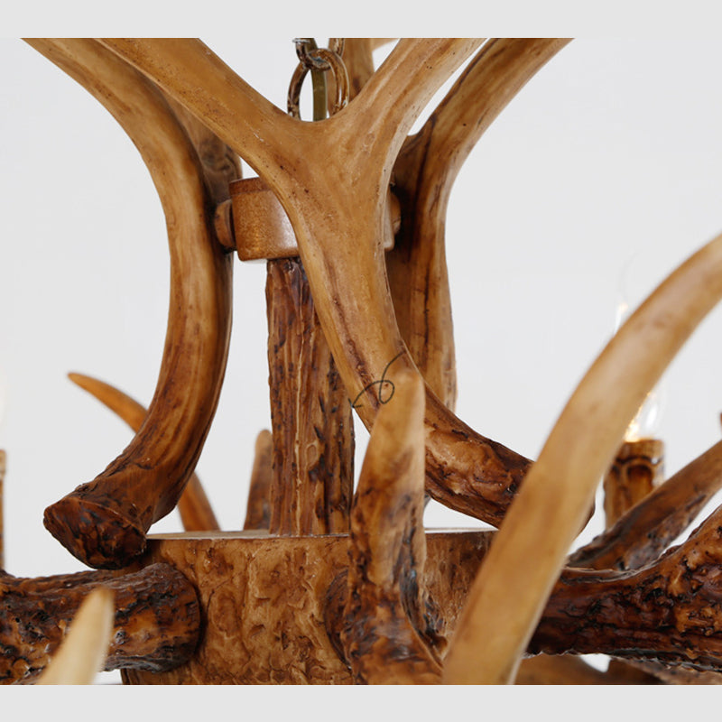 6-Light Antler Pendant Light in Traditional Vintage Style Sputnik Resin Chandelier for Interior Spaces